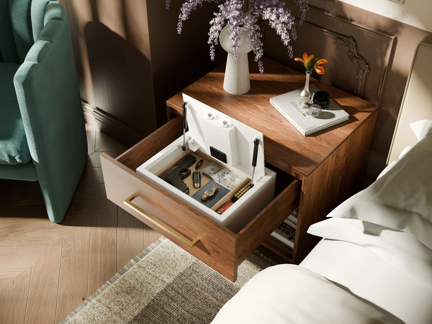 Zenvira Home Top-Opening In-Drawer Biometric Safe