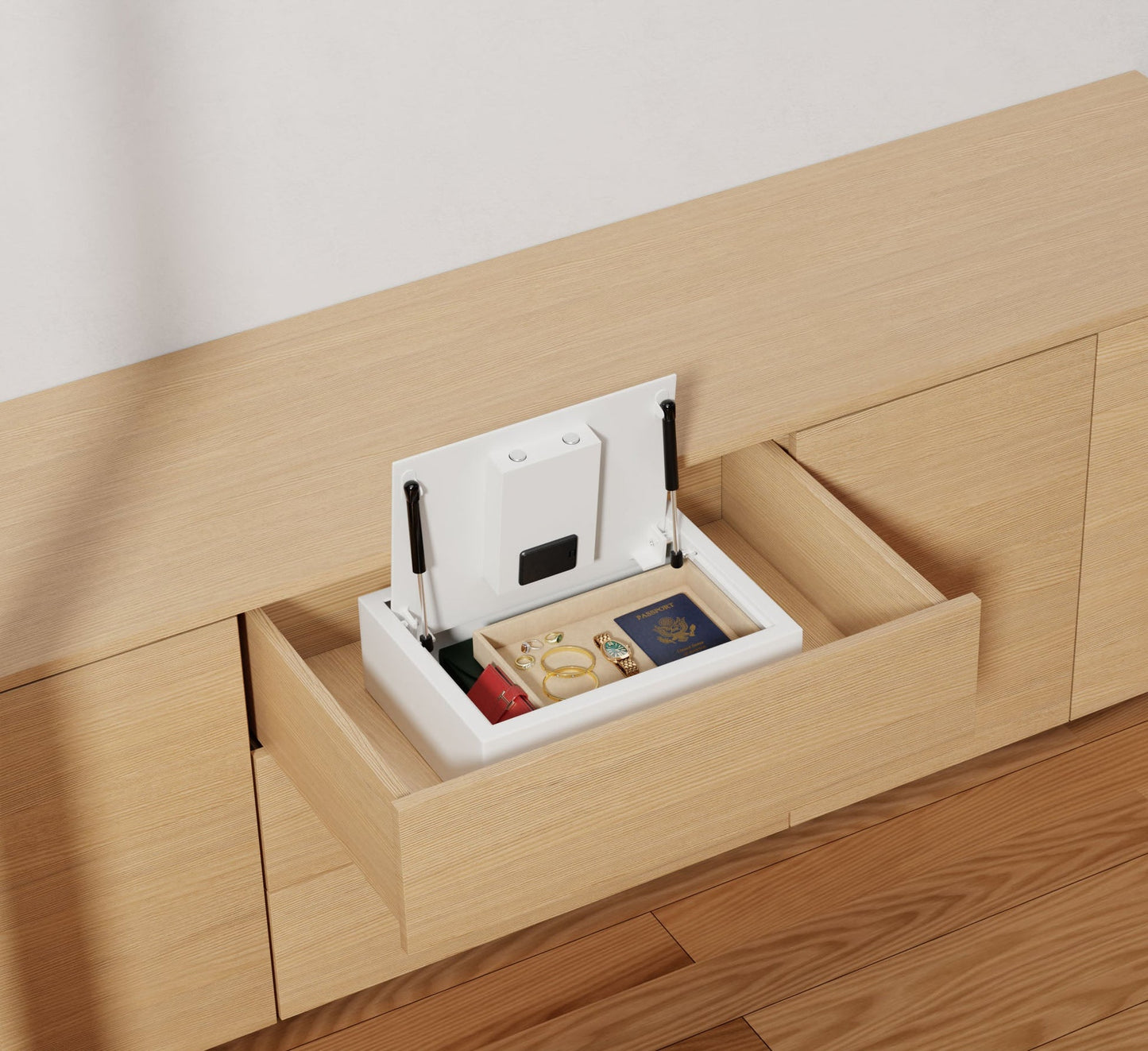 Zenvira Home Top-Opening In-Drawer Biometric Safe
