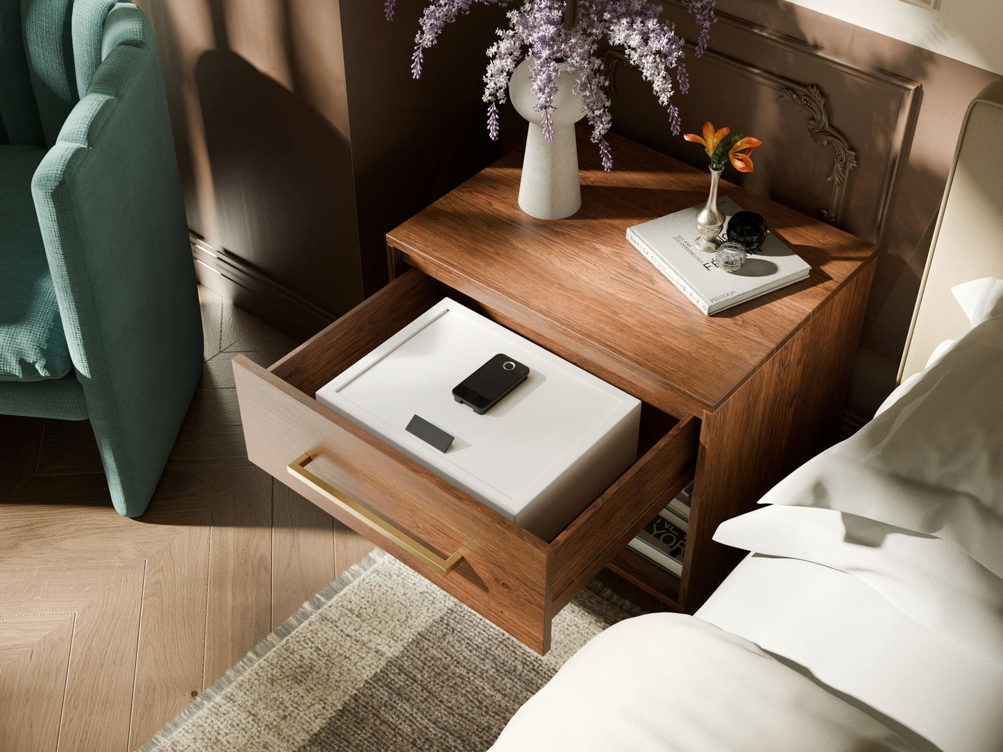 Zenvira Home Top-Opening In-Drawer Biometric Safe