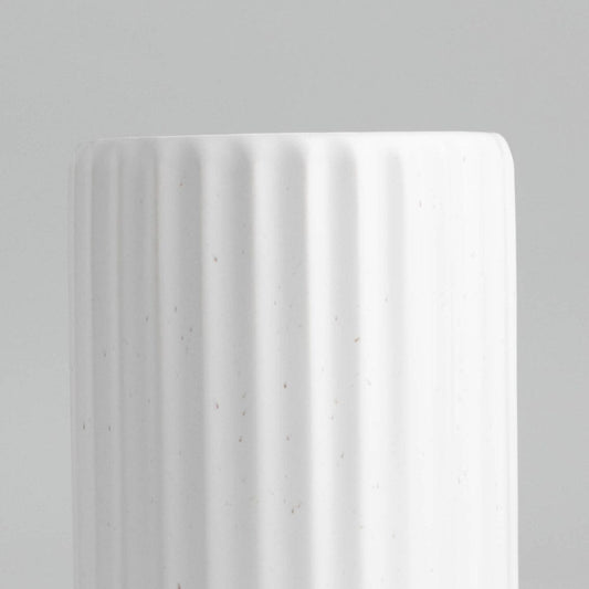 Zenvira Ribbed Stoneware Vase, hand-finished artisan decor for elegant home styling
