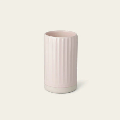 Zenvira Ribbed Stoneware Vase, hand-finished artisan decor for elegant home styling