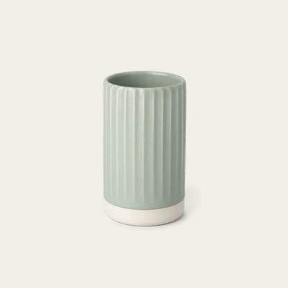 Zenvira Ribbed Stoneware Vase, hand-finished artisan decor for elegant home styling